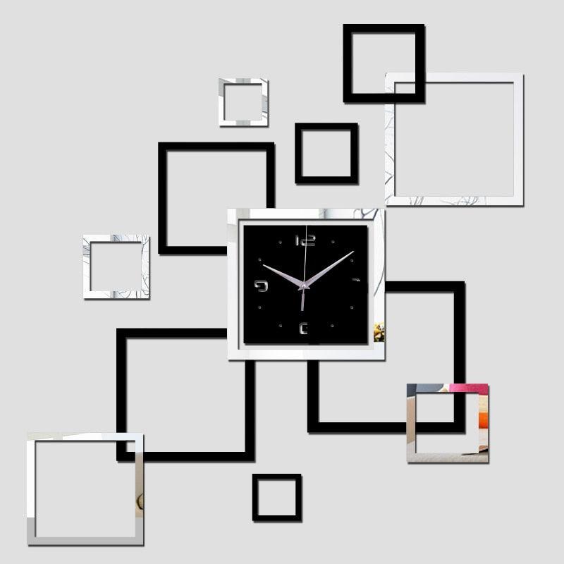Modern Large Acrylic Mirror Wall Clock 3D Stickers Quartz Decor