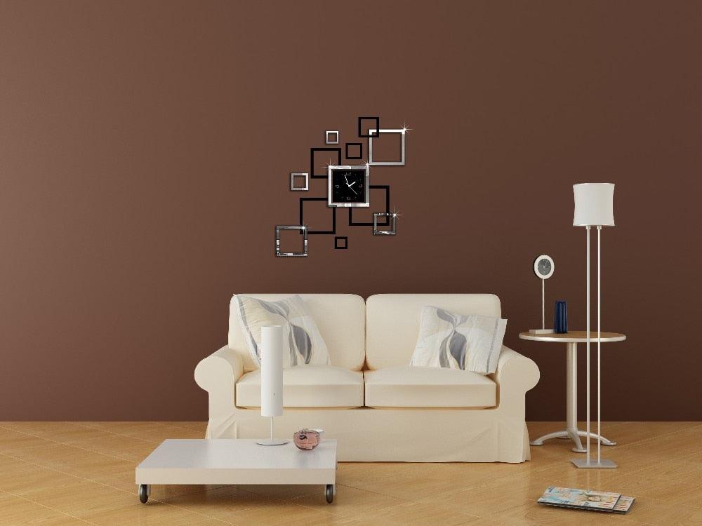 Modern Large Acrylic Mirror Wall Clock 3D Stickers Quartz Decor
