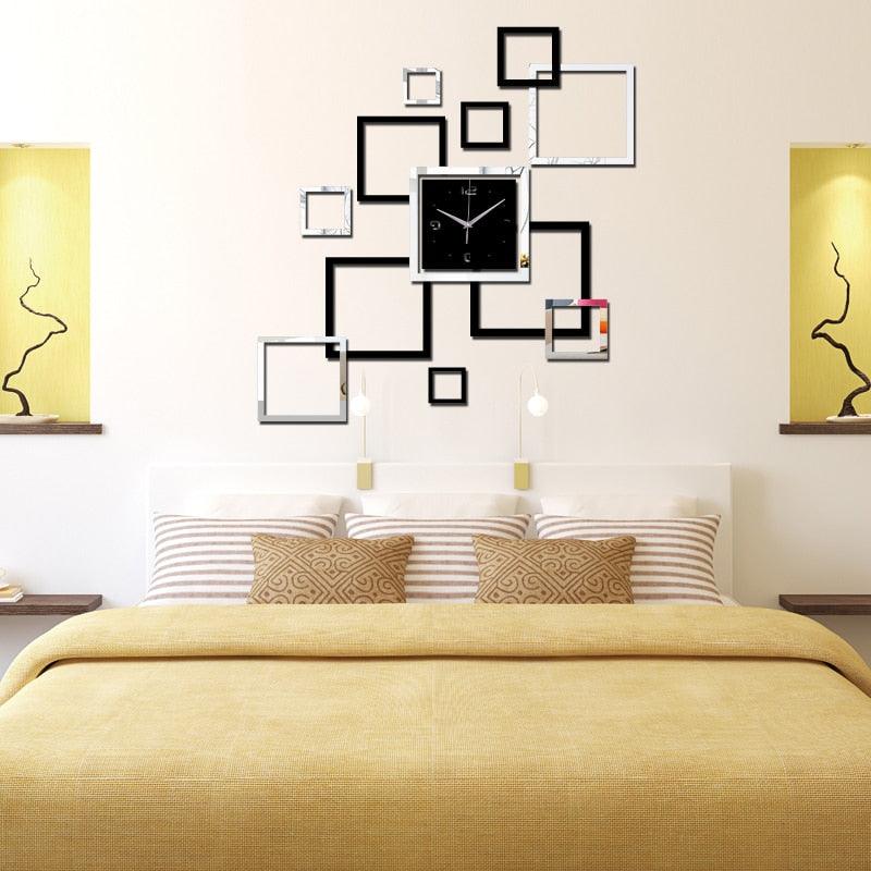 Modern Large Acrylic Mirror Wall Clock 3D Stickers Quartz Decor