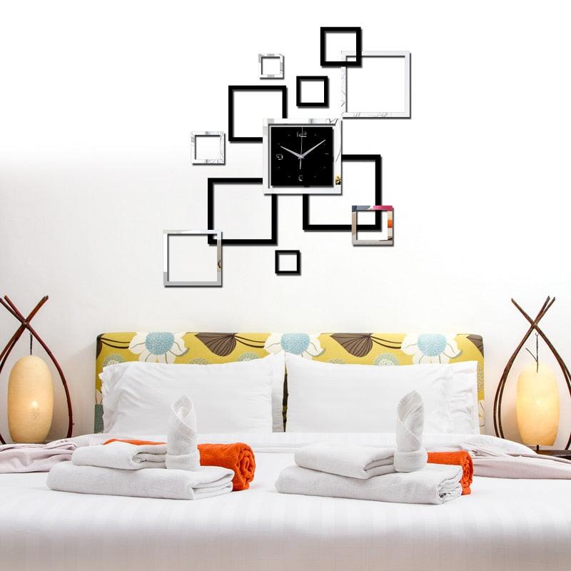 Modern Large Acrylic Mirror Wall Clock 3D Stickers Quartz Decor